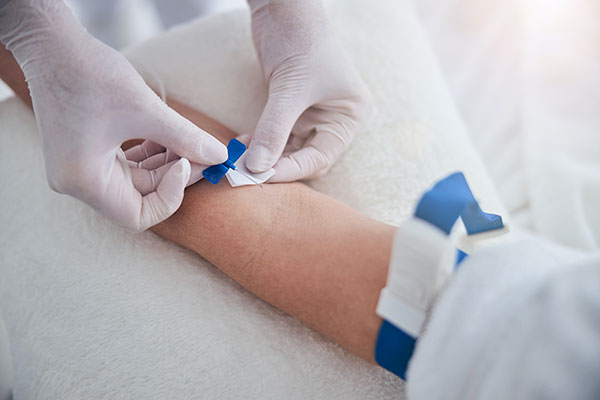 Taking a blood test